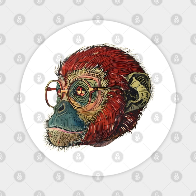 Swinging into Style: The Brainy Monkey! Magnet by Carnets de Turig